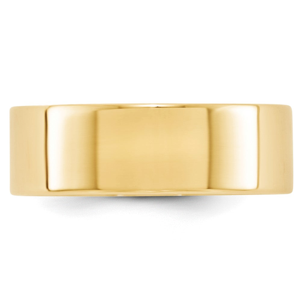 14k Yellow Gold 7mm Lightweight Flat Wedding Band Size 11.5