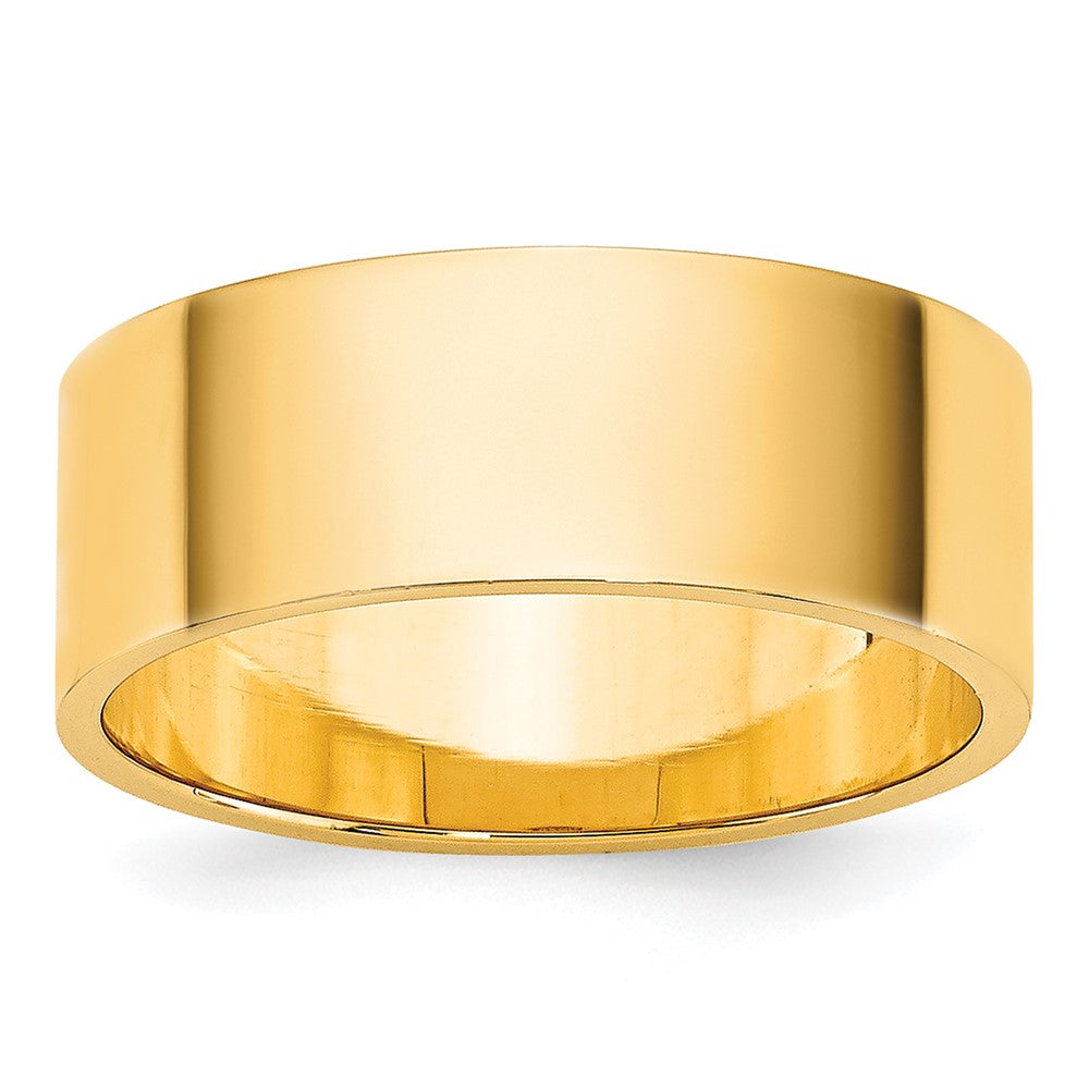 14k Yellow Gold 7mm Lightweight Flat Wedding Band Size 11.5