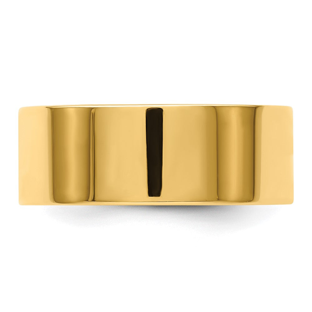 14k Yellow Gold 8mm Lightweight Flat Wedding Band Size 7.5