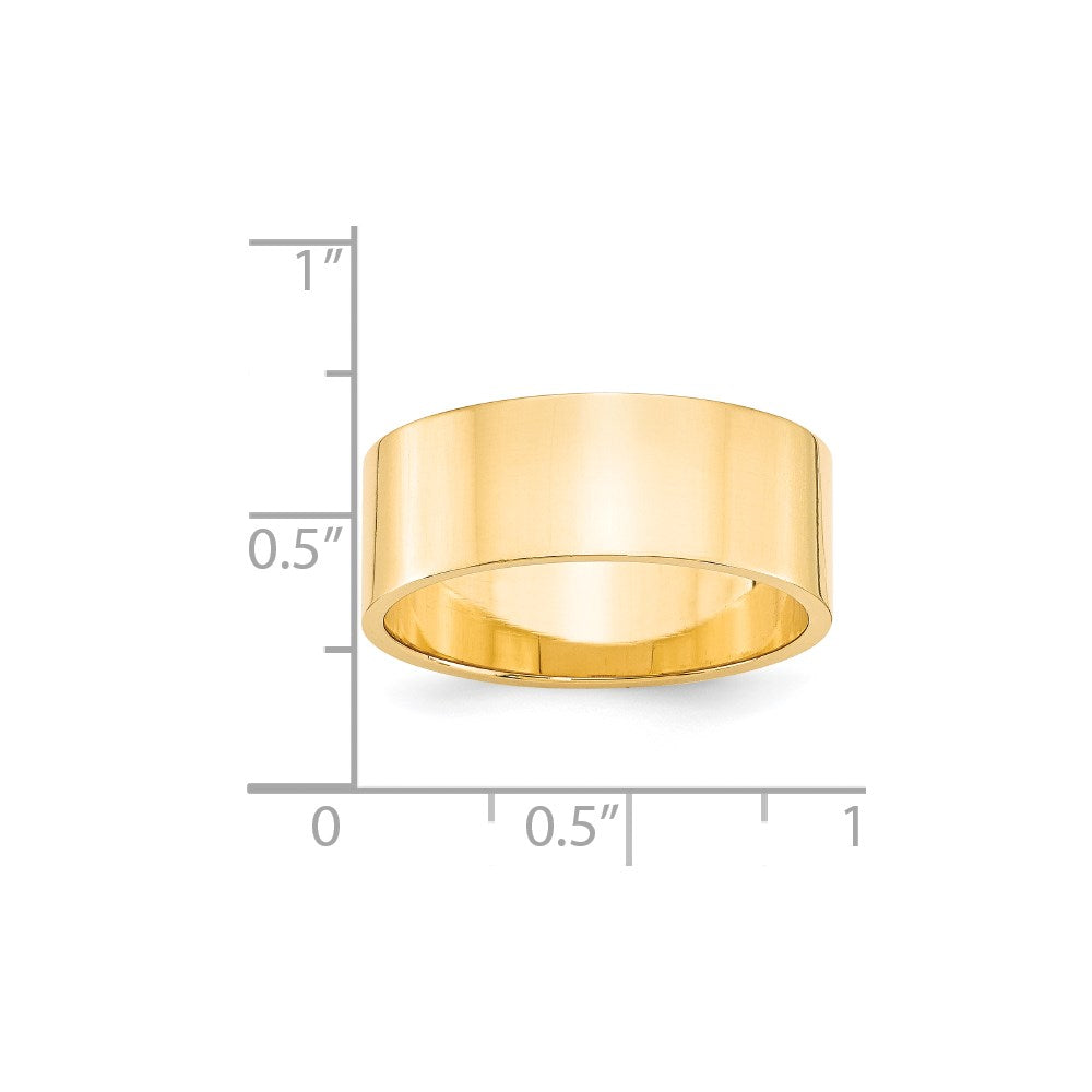 14k Yellow Gold 8mm Lightweight Flat Wedding Band Size 11