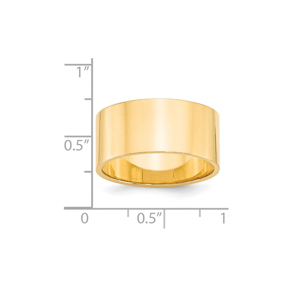 14k Yellow Gold 10mm Lightweight Flat Wedding Band Size 9