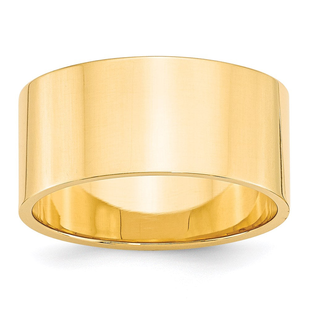 14k Yellow Gold 10mm Lightweight Flat Wedding Band Size 13