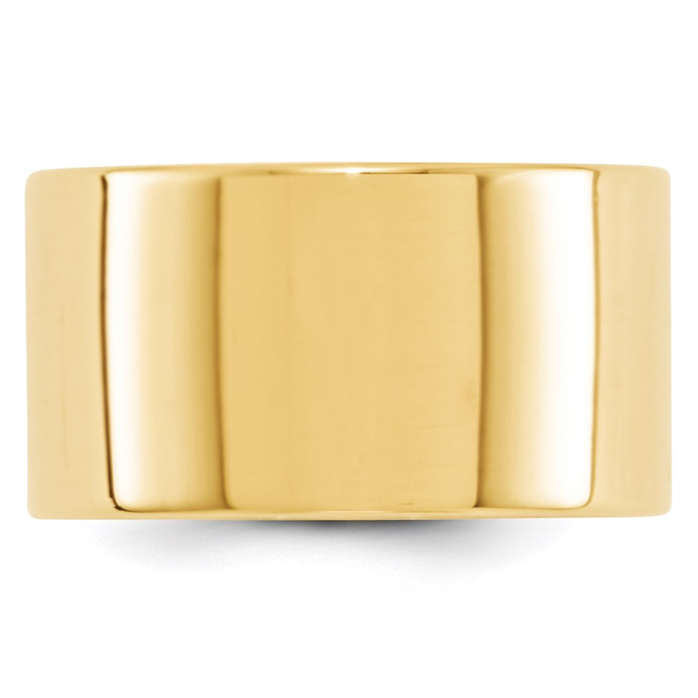 14k Yellow Gold 12mm Lightweight Flat Wedding Band Size 12