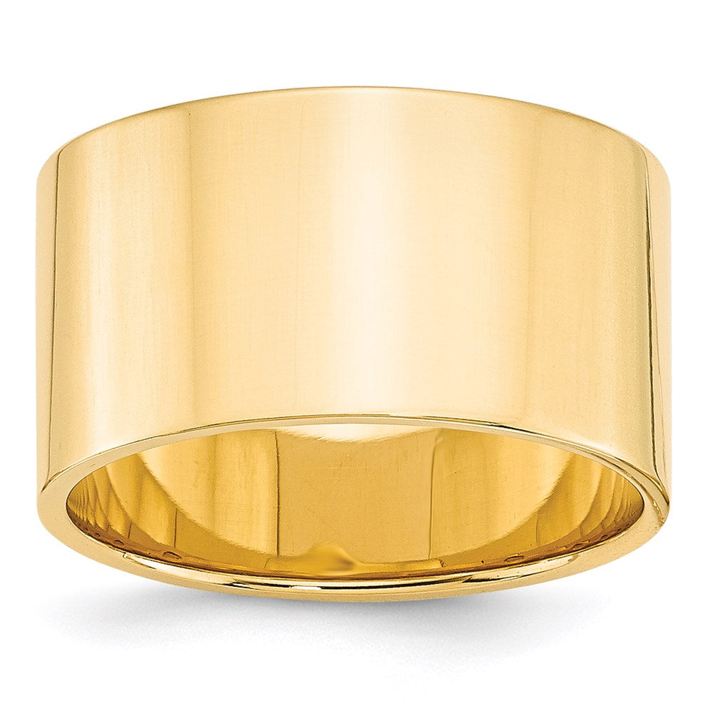 14k Yellow Gold 12mm Lightweight Flat Wedding Band Size 5.5