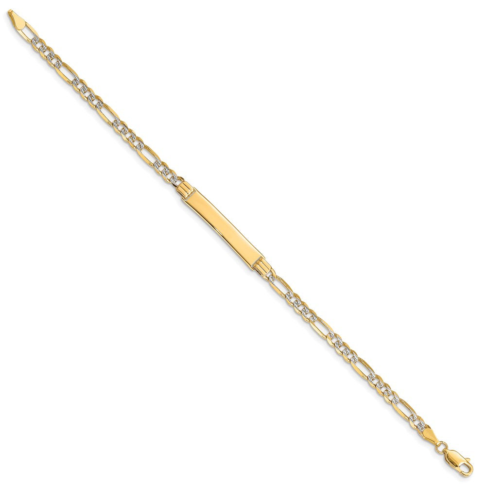 14k with Rhodium Pav‚ Figaro ID Bracelet