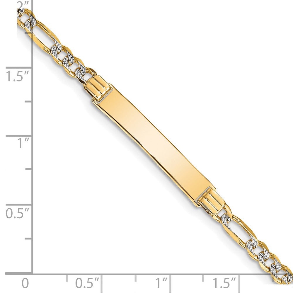 14k with Rhodium Pav‚ Figaro ID Bracelet