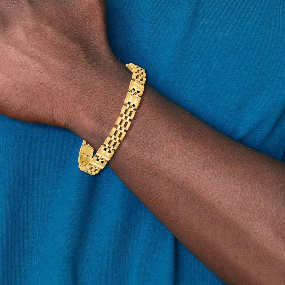 14k Satin and Polished Men's Link Bracelet