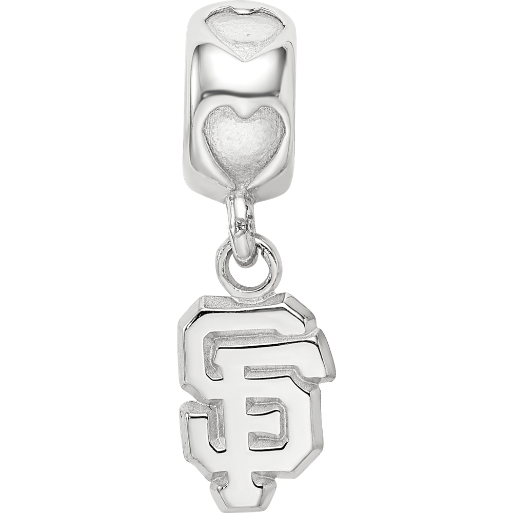 Sterling Silver RH-plate San Francisco Giants SF on Heart Bead