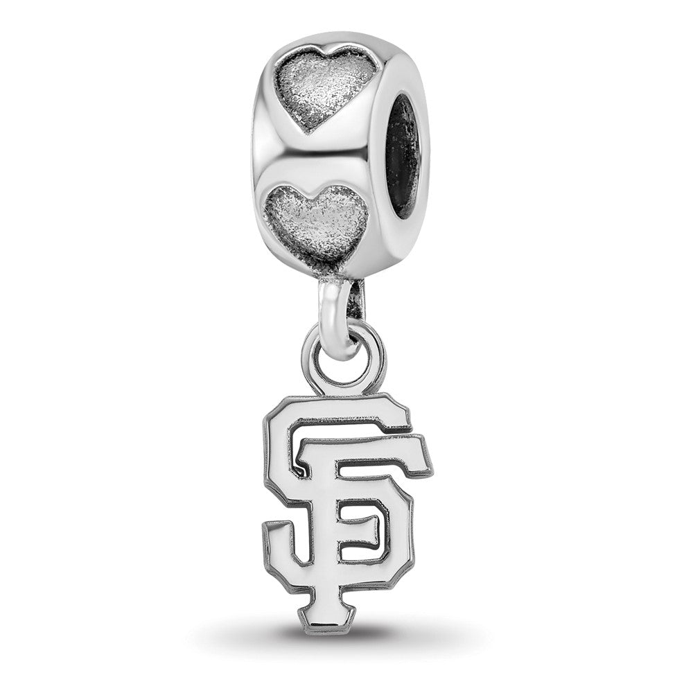 Sterling Silver RH-plate San Francisco Giants SF on Heart Bead