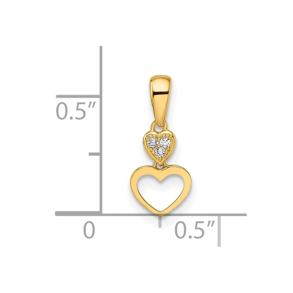 14k Madi K CZ Hearts Dangle Pendant