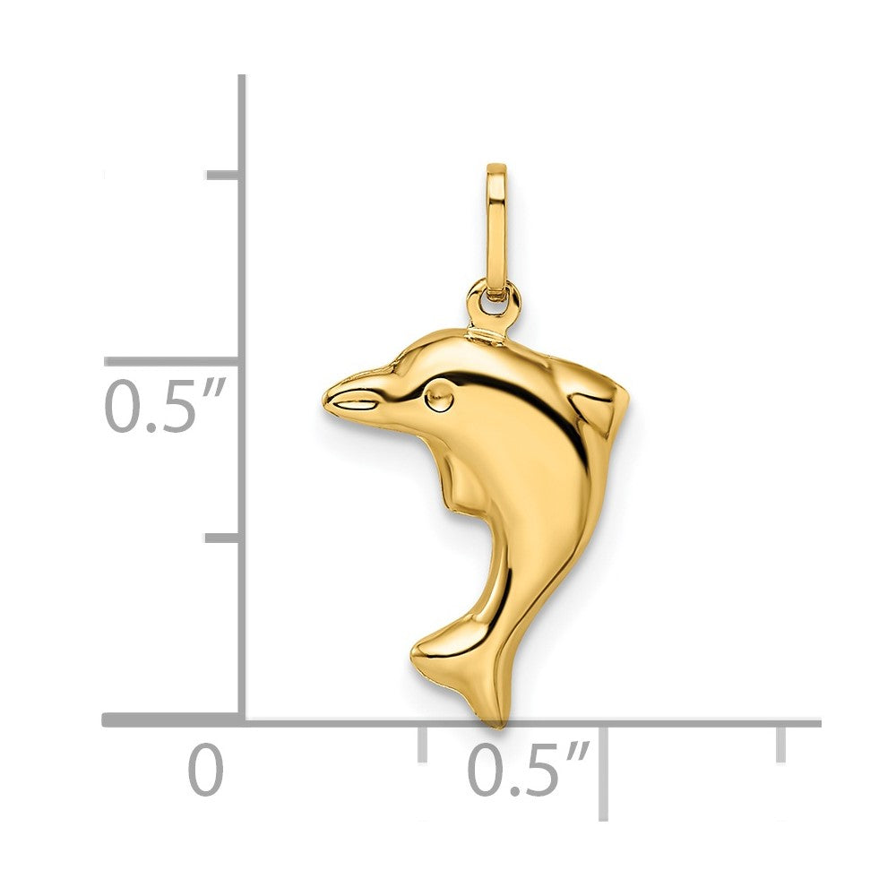14k Polished 3-D Dolphin Pendant