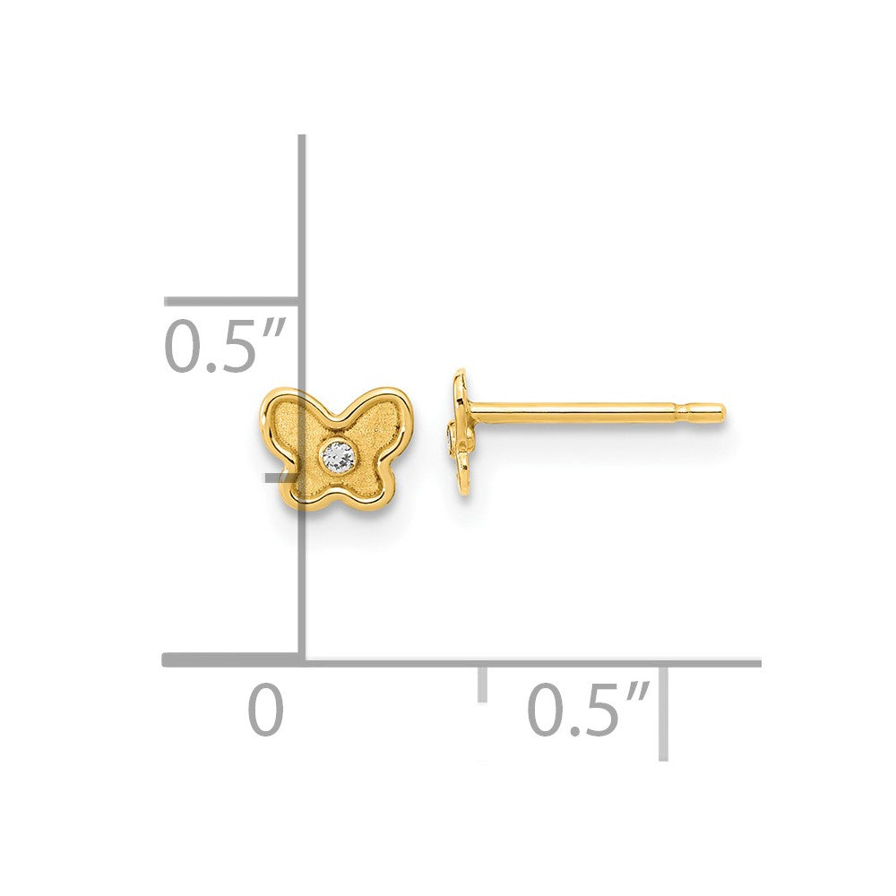 14K Madi K Polished and Satin CZ Butterfly Post Earrings