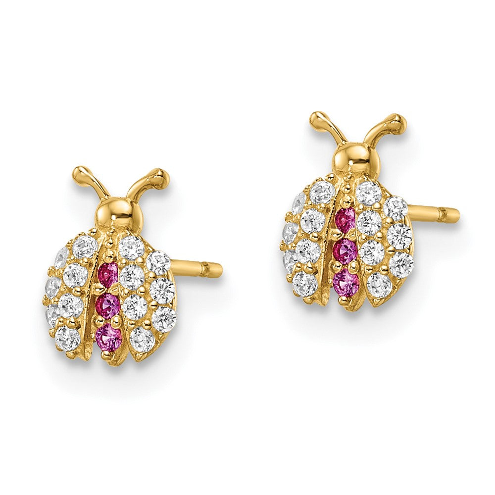 14k Madi K Clear & Red CZ Bug Post Earrings