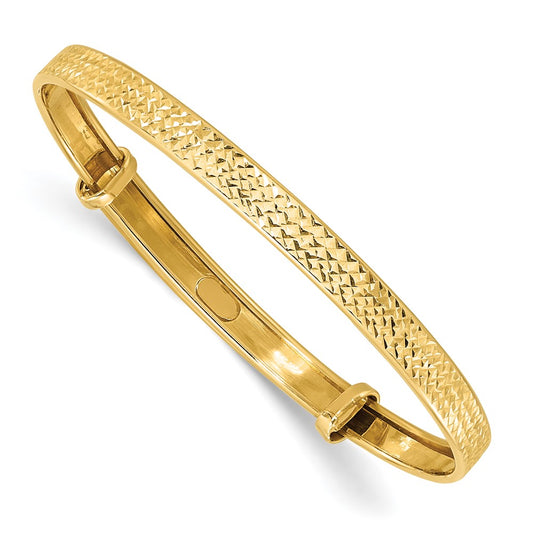 14K Polished Diamond-cut flexible Bangle