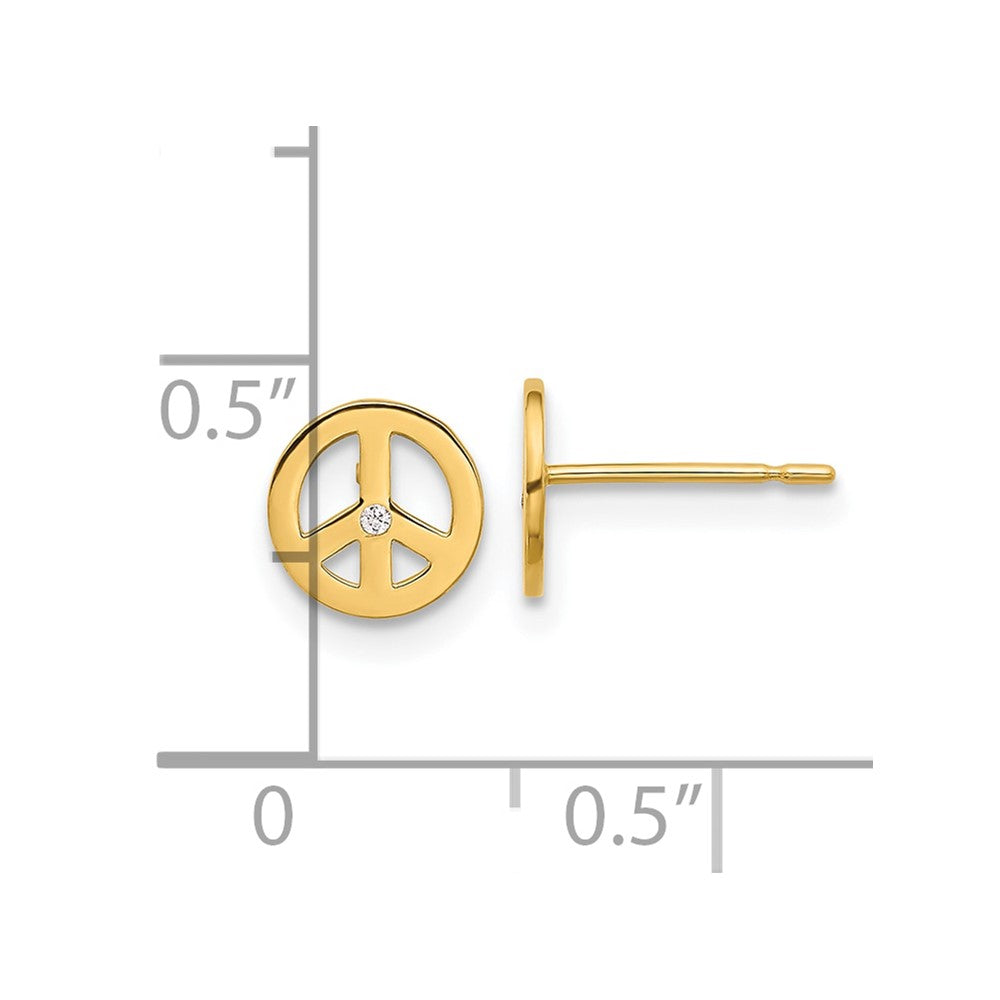 14k Madi K Polished CZ Peace Sign Post Earrings