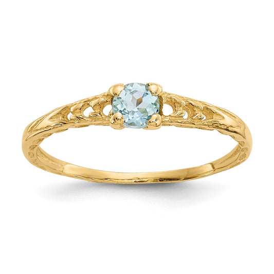 14k Madi K 3mm Aquamarine Birthstone Ring