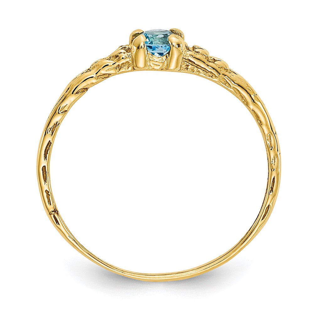 14k Madi K 3mm Blue Topaz Birthstone Ring