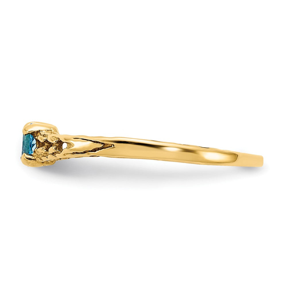 14k Madi K 3mm Blue Topaz Birthstone Ring