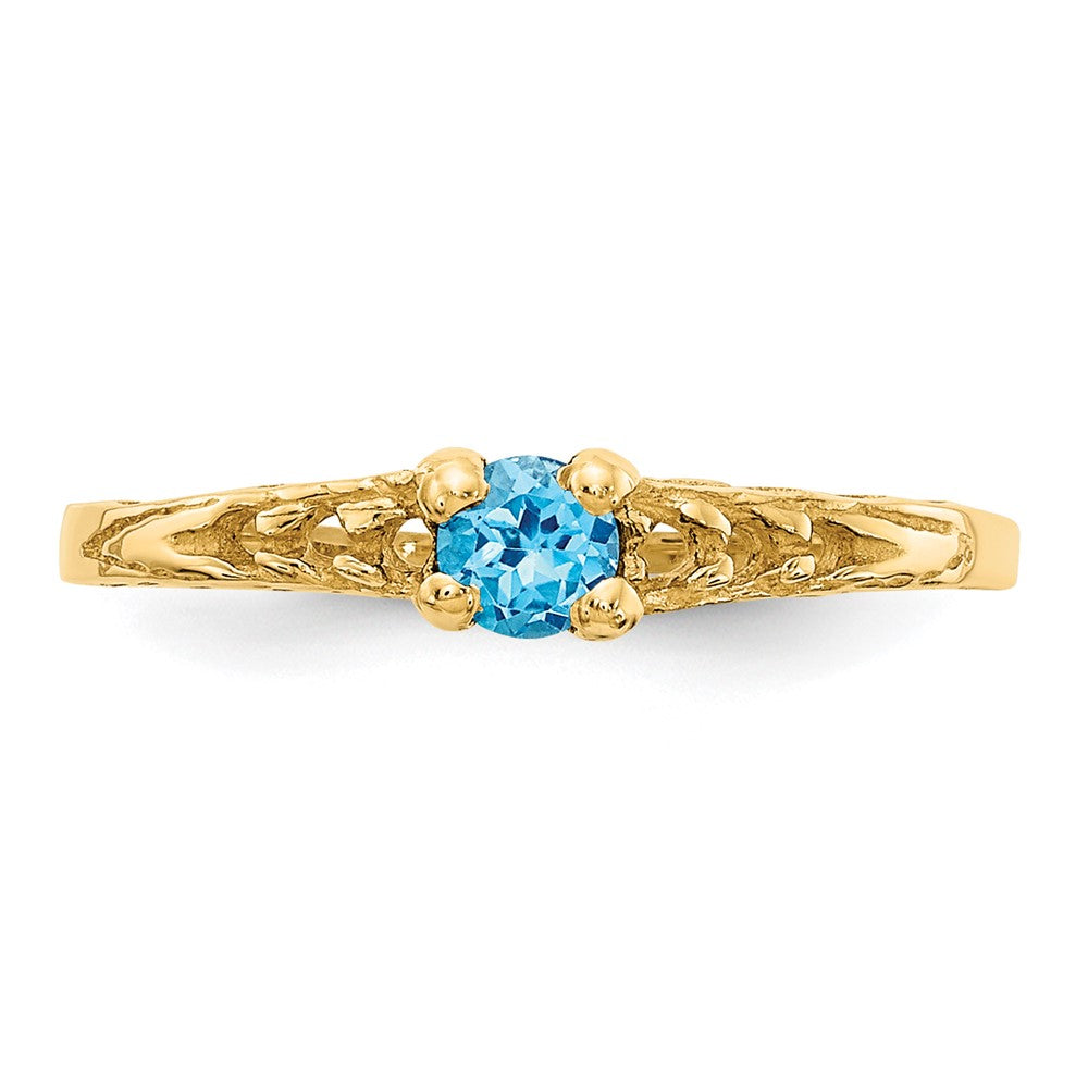 14k Madi K 3mm Blue Topaz Birthstone Ring