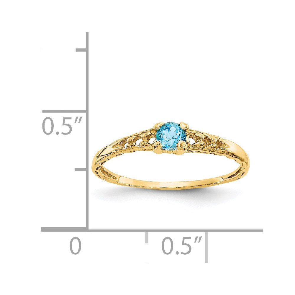 14k Madi K 3mm Blue Topaz Birthstone Ring