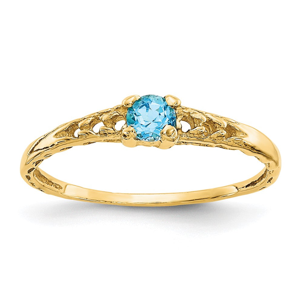 14k Madi K 3mm Blue Topaz Birthstone Ring