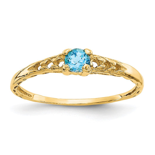 14k Madi K 3mm Blue Topaz Birthstone Ring