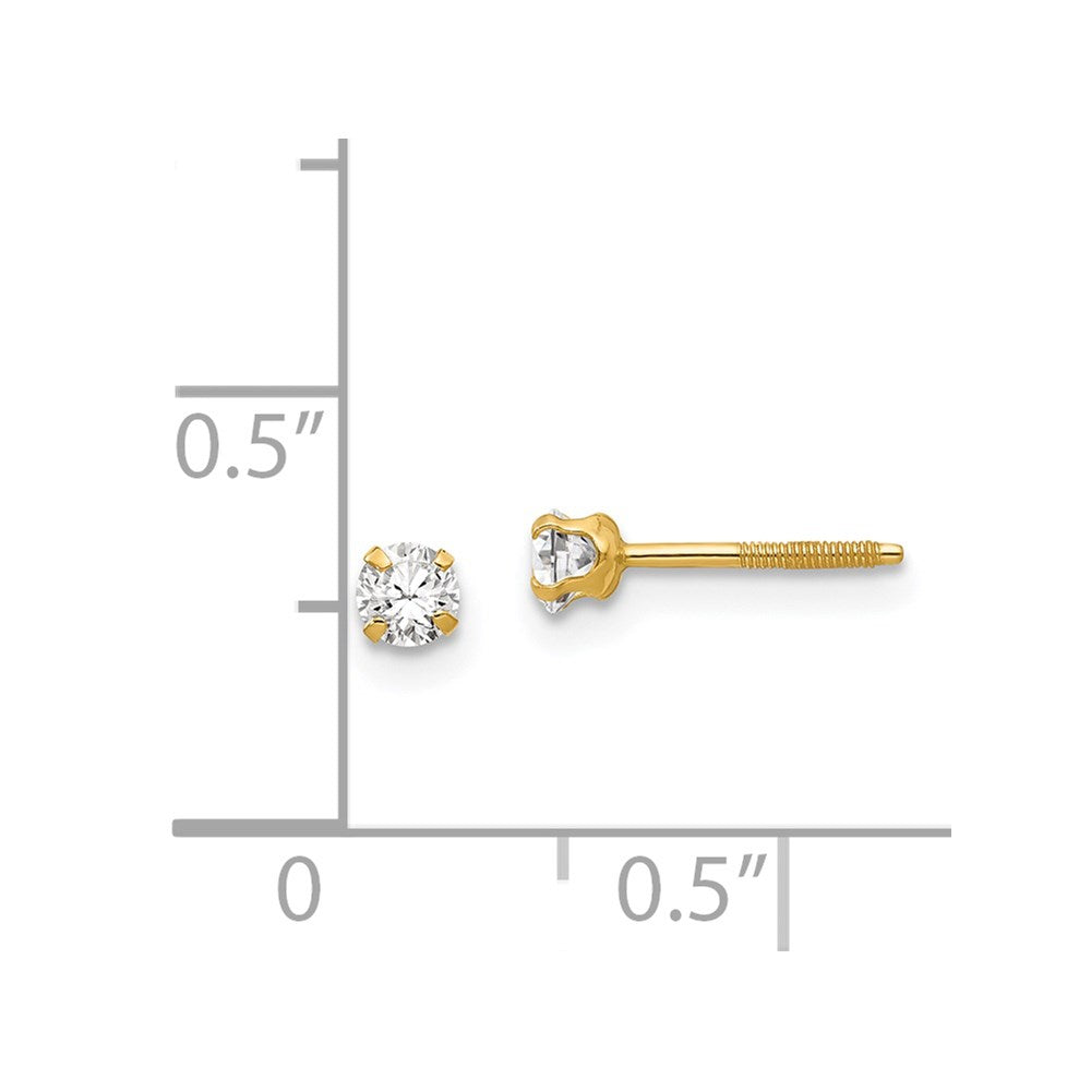 14k Madi K 3mm Imitation April Birthstone Earrings
