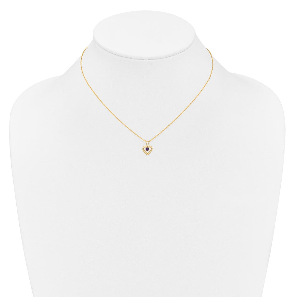 14k Madi K 3mm Amethyst Heart Birthstone Necklace