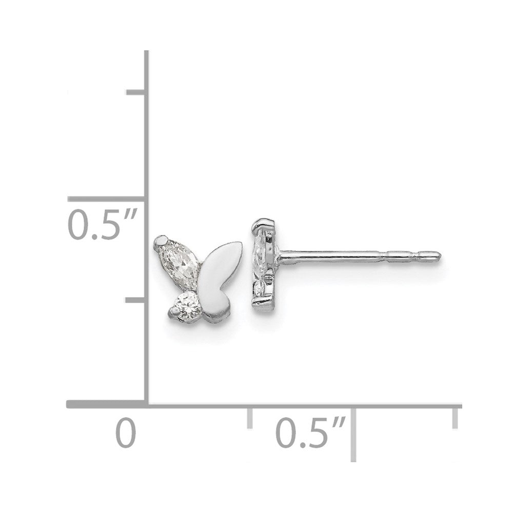 14k White Gold Madi K CZ Butterfly Post Earrings