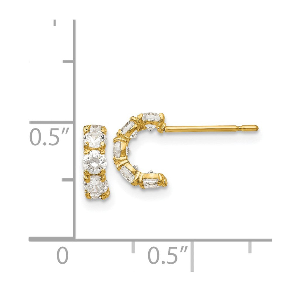 14k Madi K CZ Children's Five Stone Hoop Post Earrings