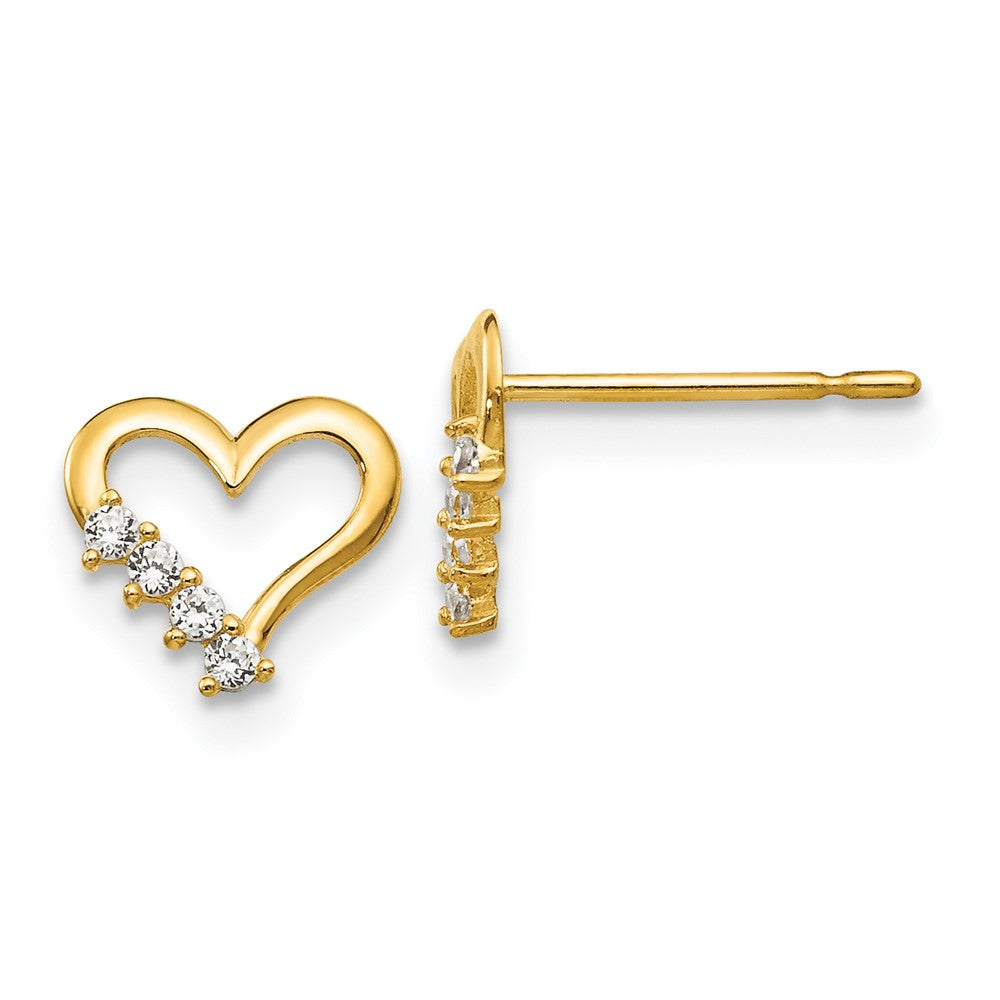 14k Yellow Gold Madi K CZ  Heart Post Earrings