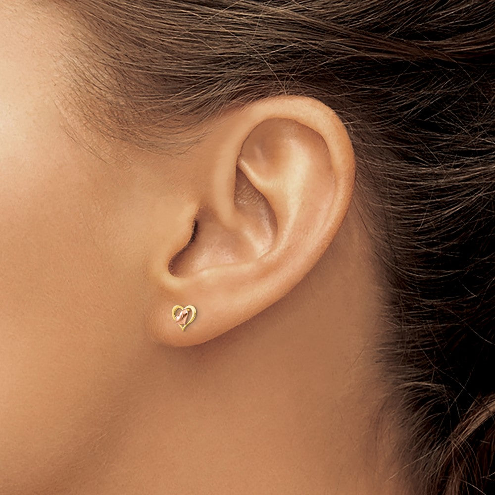 14k Yellow & Rose Gold Madi K Children's Heart Post Earrings