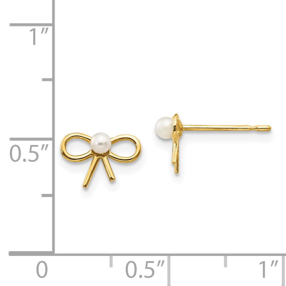 14k Madi K FW Cultured Pearl Children's Bow Post Earrings