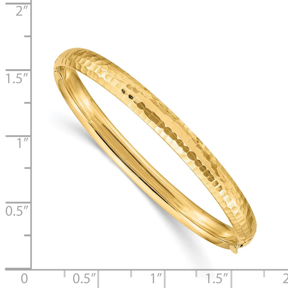 14k Madi K Polished Hammered 5mm Hinged Child's Bangle
