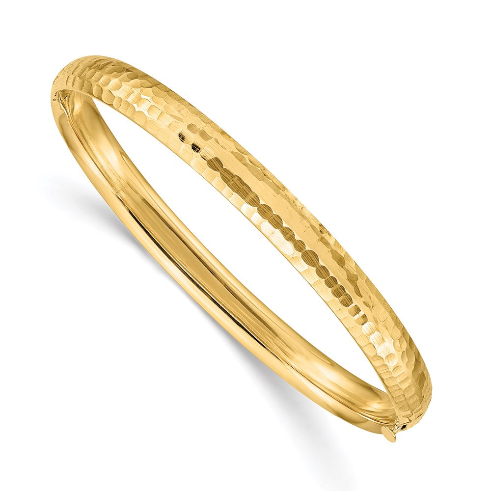 14k Madi K Polished Hammered 5mm Hinged Child's Bangle