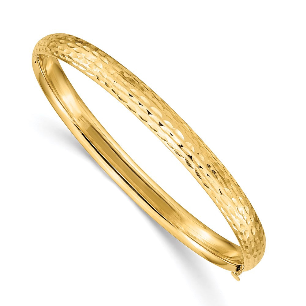 14k Madi K Polished Diamond-cut 5mm Hinged Child's Bangle