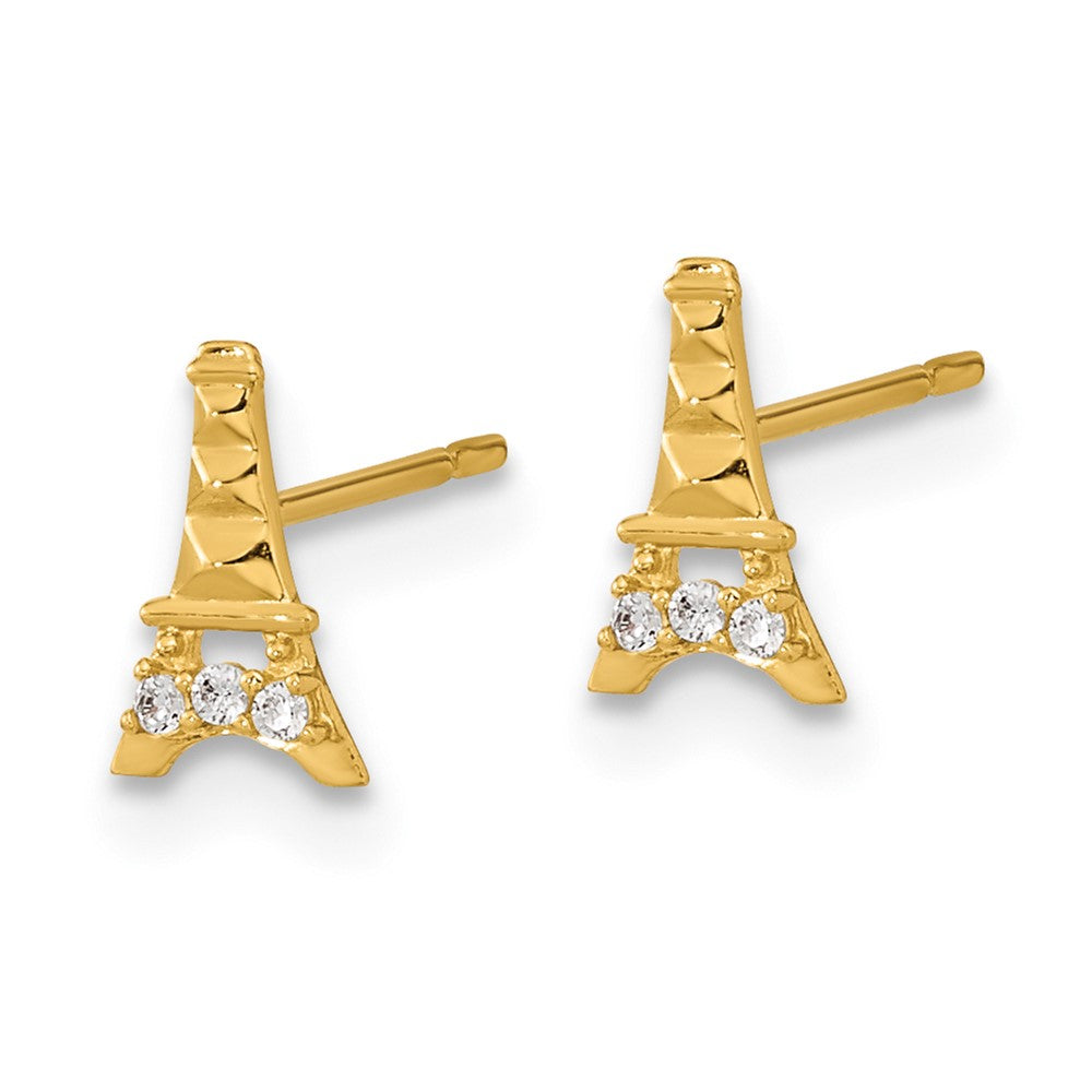 14k Madi K CZ Eiffel Tower Post Earrings