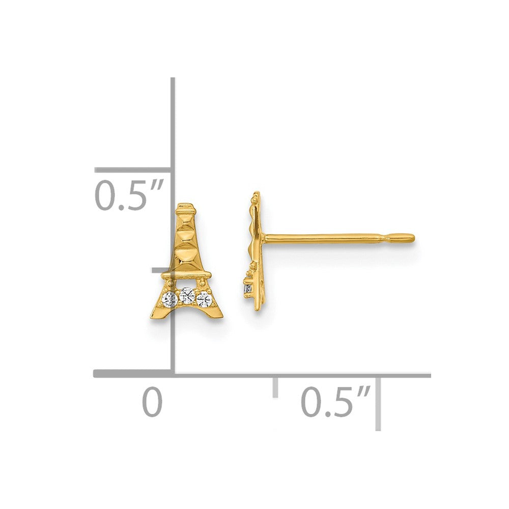 14k Madi K CZ Eiffel Tower Post Earrings