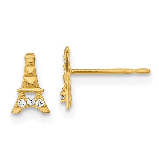 14k Madi K CZ Eiffel Tower Post Earrings