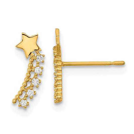 14k Madi K CZ Shooting Star Post Earrings