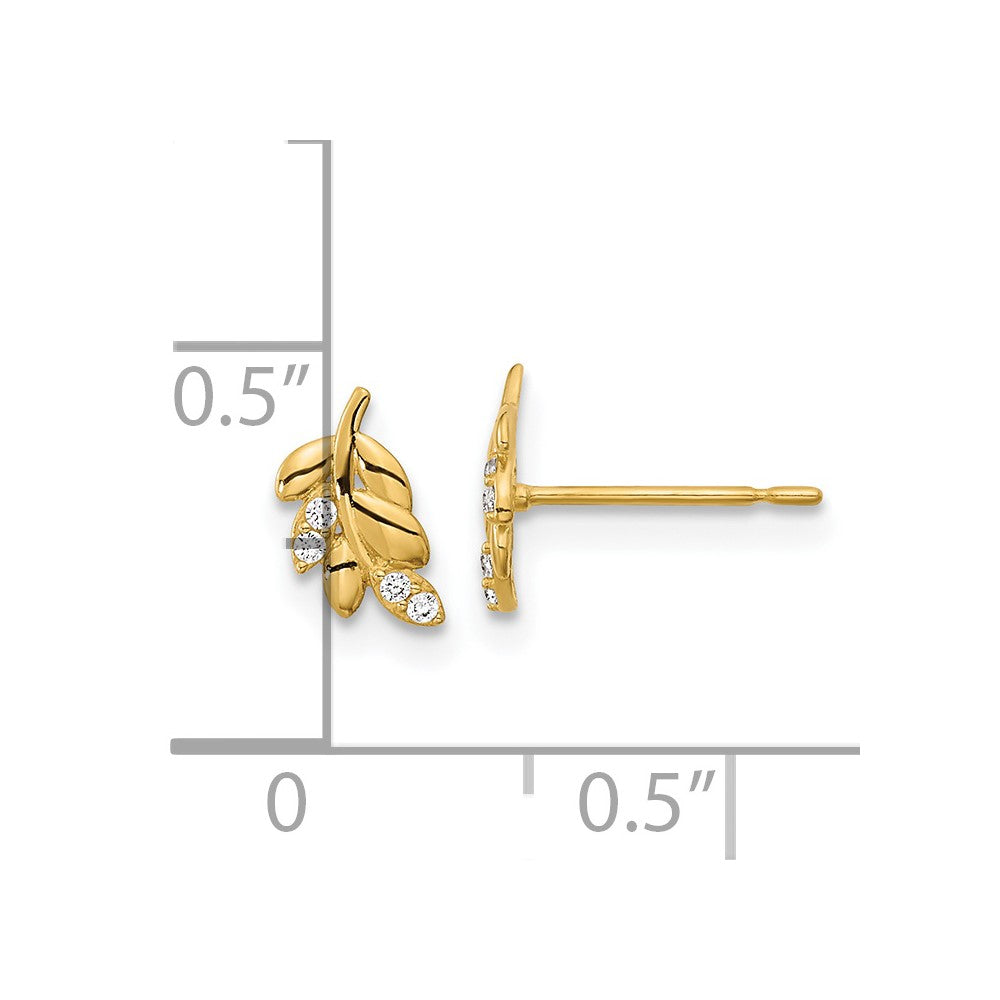 14k Madi K CZ Fern Leaf Post Earrings