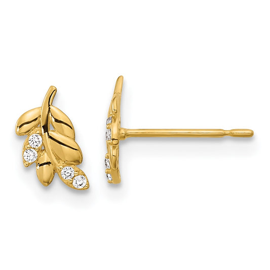 14k Madi K CZ Fern Leaf Post Earrings