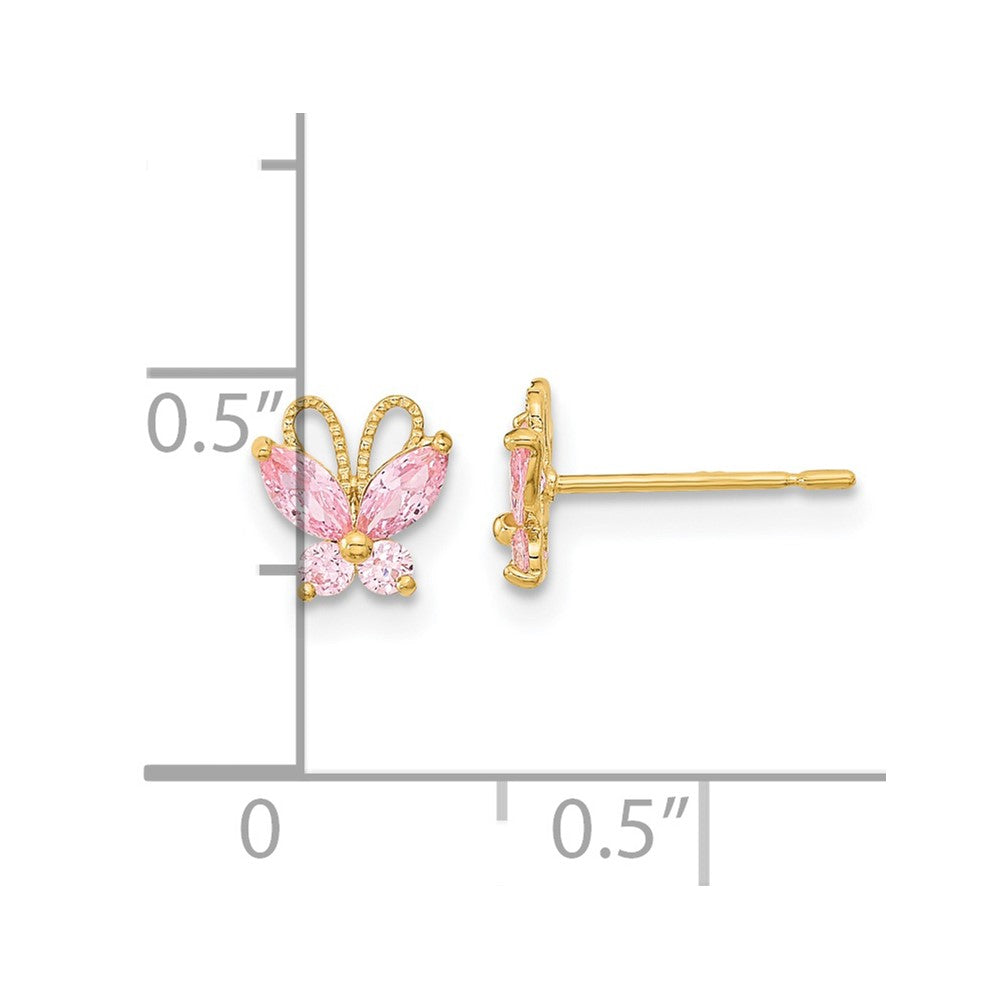 14k Madi K Pink CZ Butterfly Post Earrings