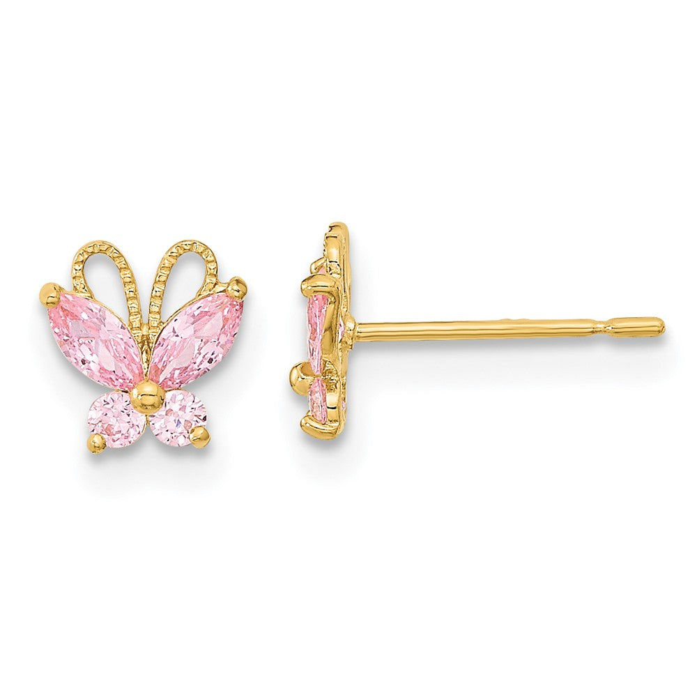 14k Madi K Pink CZ Butterfly Post Earrings