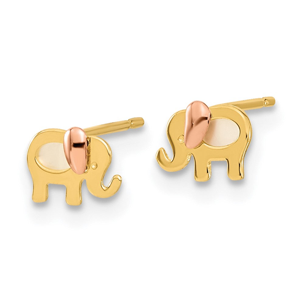 14k Madi K Two-tone MOP Elephant Post Earrings