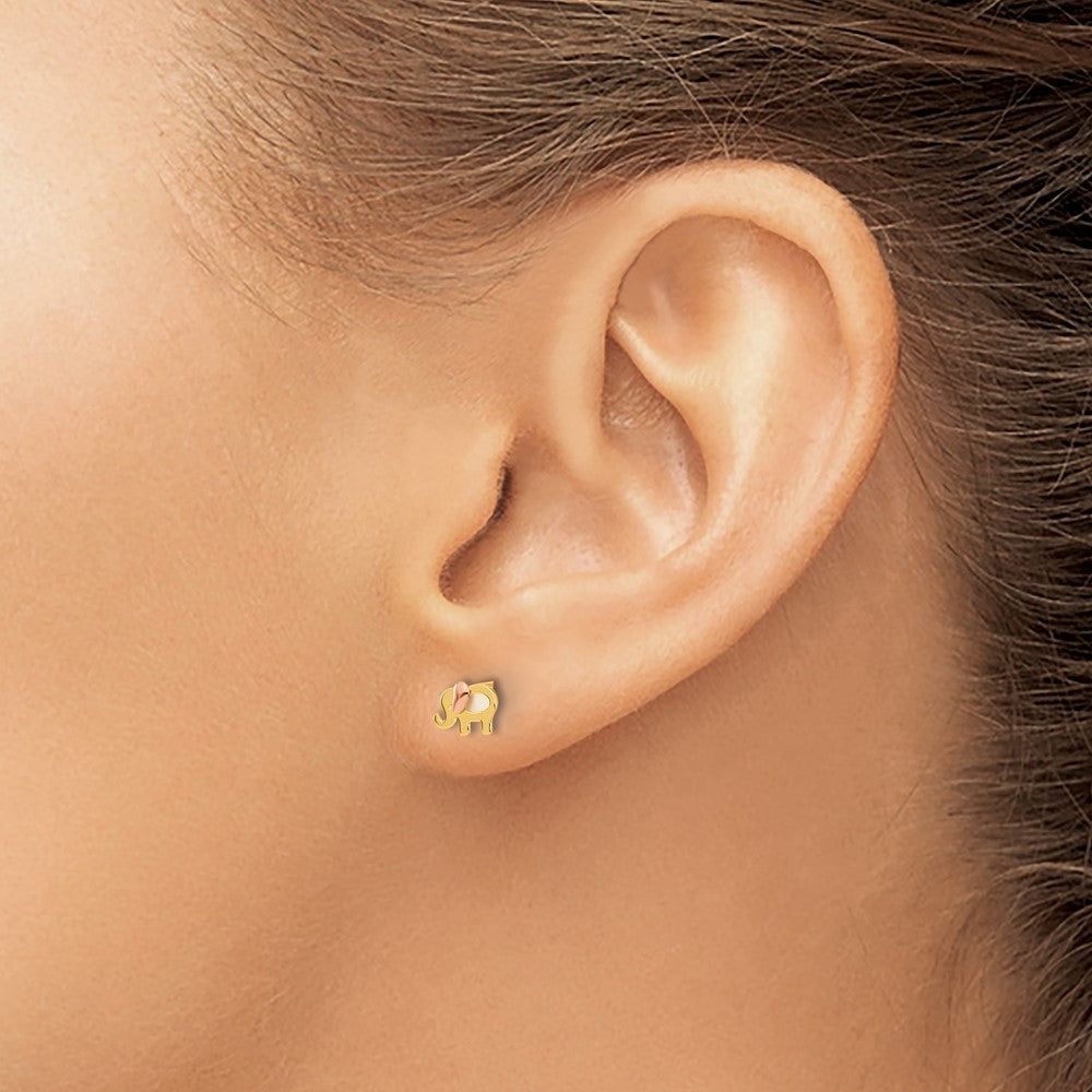 14k Madi K Two-tone MOP Elephant Post Earrings