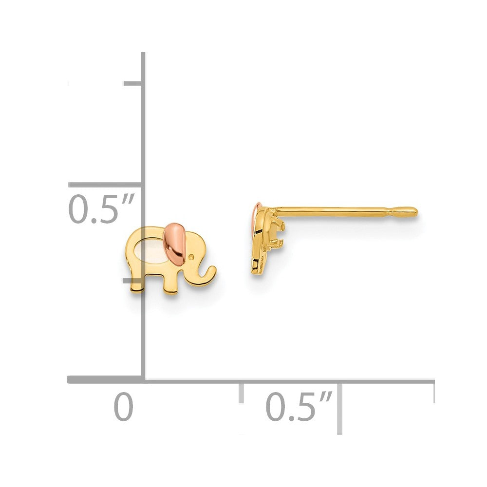 14k Madi K Two-tone MOP Elephant Post Earrings