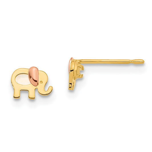 14k Madi K Two-tone MOP Elephant Post Earrings