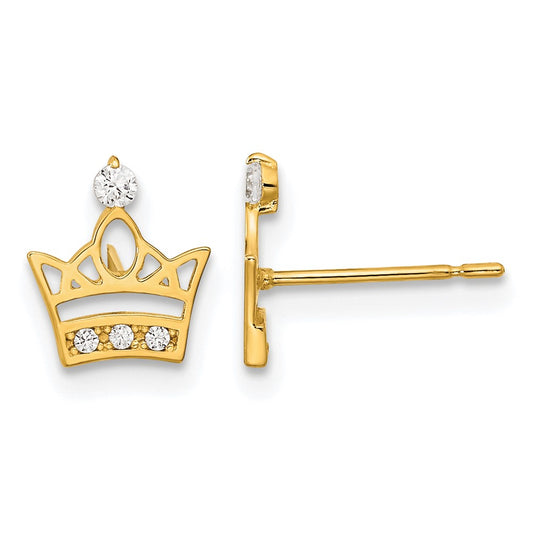 14k Madi K CZ Crown Post Earrings