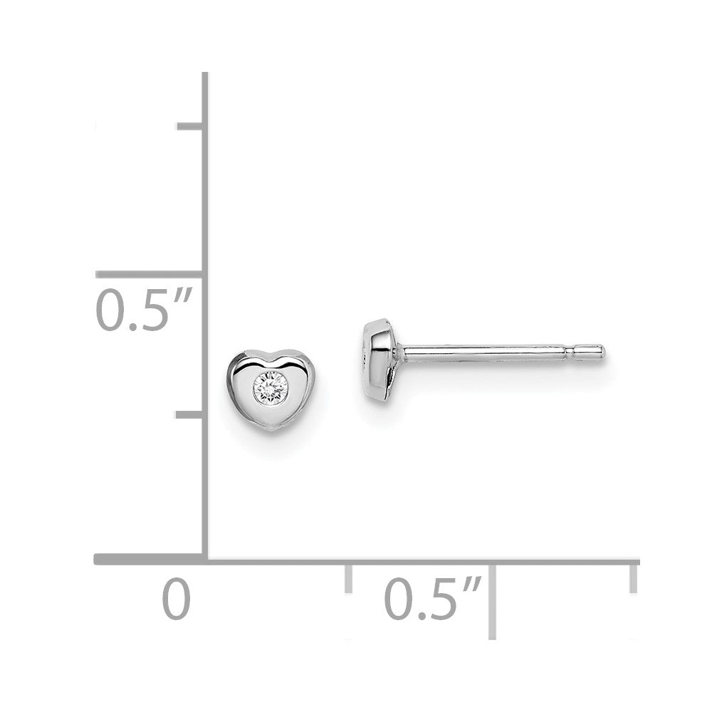 14k Madi K White Gold CZ Heart Post Earrings